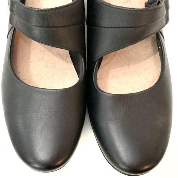 Black Clarks Collection Maryjane Leather Minimalist Flat Comfort Loafer Sz 6.5 - Picture 5 of 13